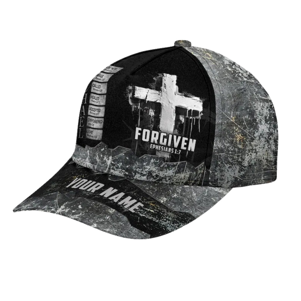 Forgiven Ephesians 1:7 Custom Jesus Baseball Cap, Custom Christian Hats Caps CP0089