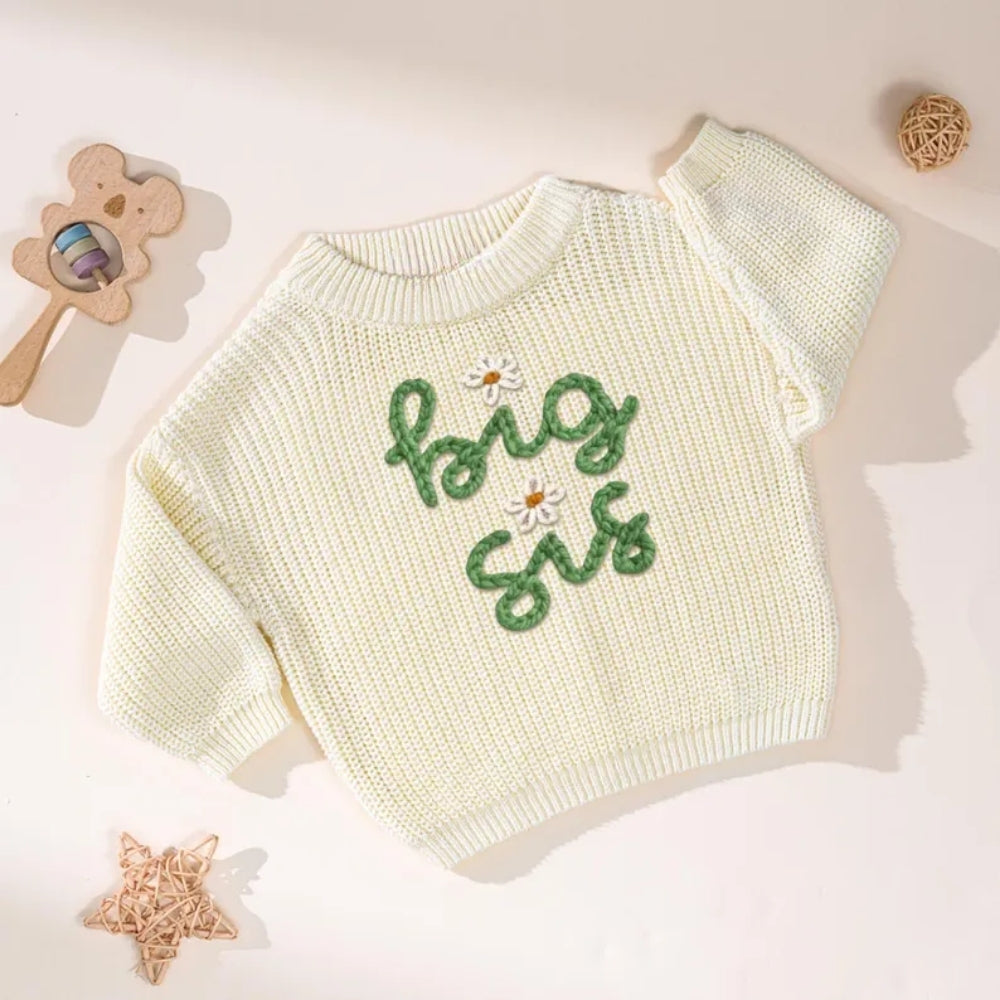 Big Sister Baby Embroidered Knit Sweater, Big Sister Baby Sweatshirt BB0763