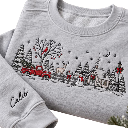 Villiage Christmas Embroidered Sweatshirt For Women Men, Vintage Christmas Sweater 2D1299