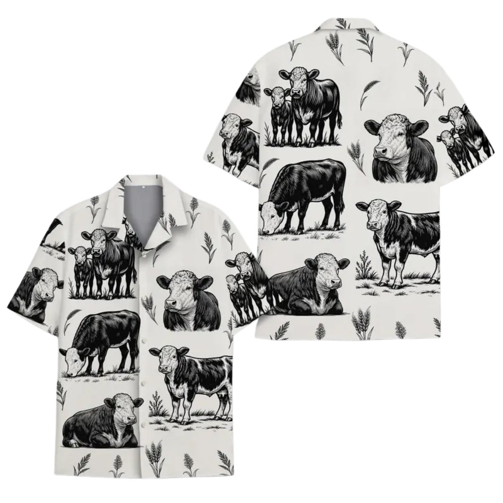 Vintage Hereford Cow Hawaiian Shirt For Mens Womens, Cow Lovers Hawaiian Shirts HE0029