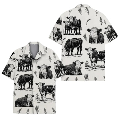 Vintage Hereford Cow Hawaiian Shirt For Mens Womens, Cow Lovers Hawaiian Shirts HE0029