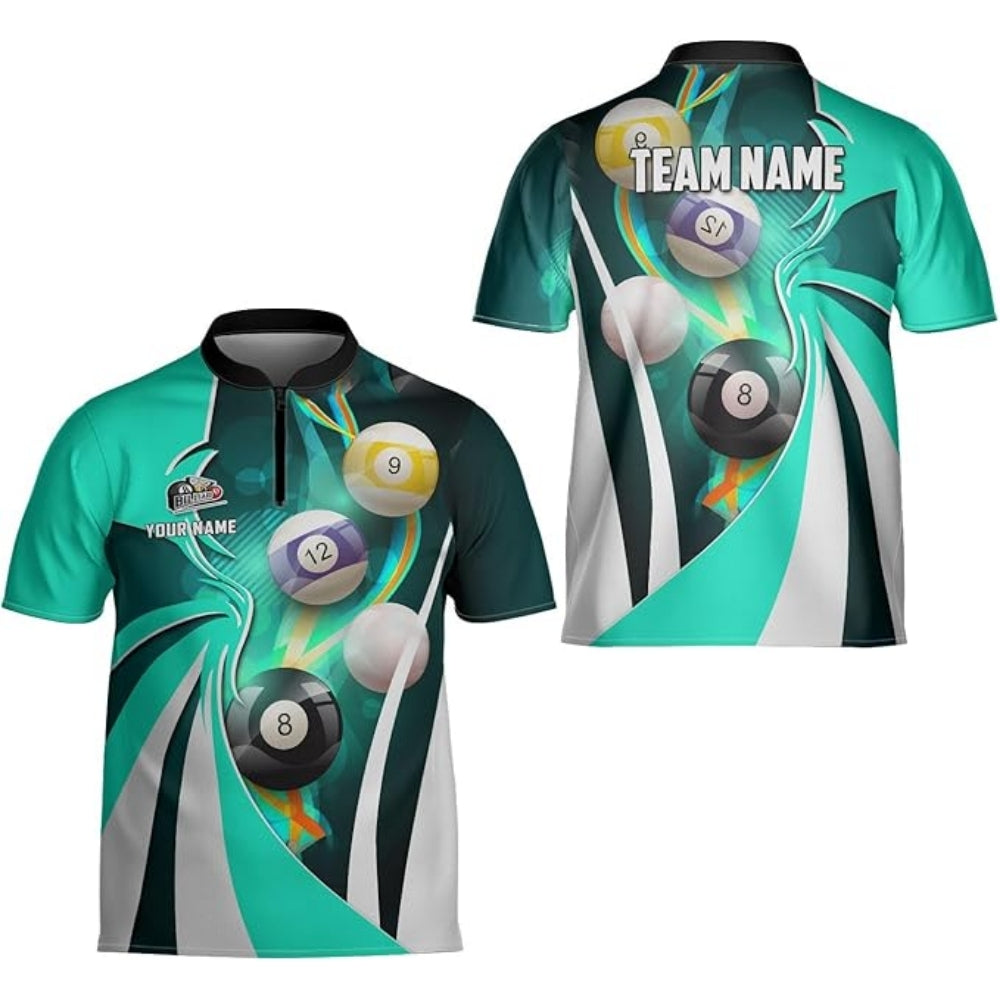 Custom Green White Billiard Team Jersey For Men, Custom Billiard Shirts BIZ0173