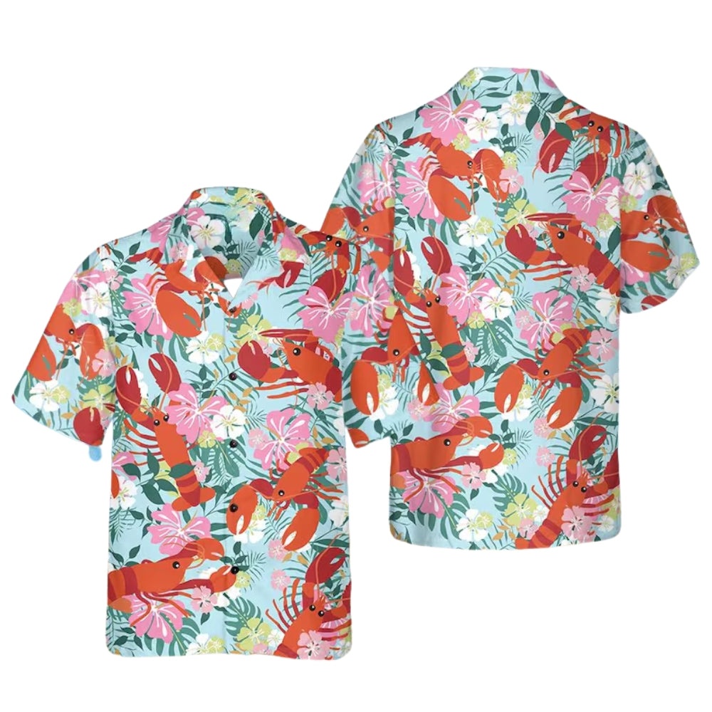 Lobster Floral Hawaiian Shirt Men And Women, Tropical Lobster Hawaiian Shirts HE0439