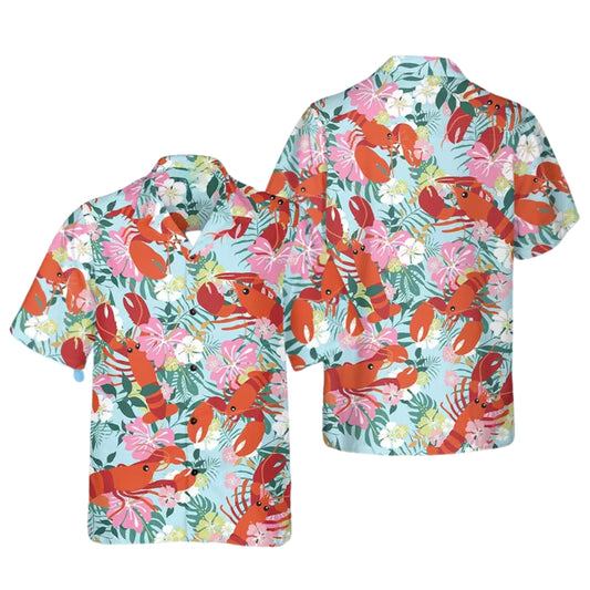 Lobster Floral Hawaiian Shirt Men And Women, Tropical Lobster Hawaiian Shirts HE0439