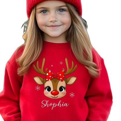Personalized Reindeer Xmas Toddler Sweatshirt For Kids, Custom Christmas Family Matching Sweatshirt ET1500