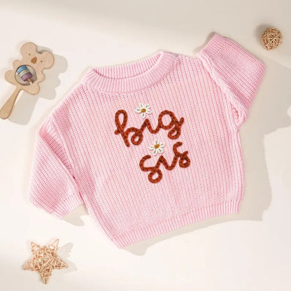 Big Sister Baby Embroidered Knit Sweater, Big Sister Baby Sweatshirt BB0763