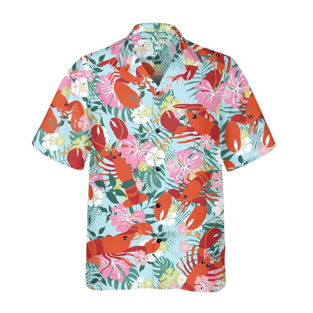 Lobster Floral Hawaiian Shirt Men And Women, Tropical Lobster Hawaiian Shirts HE0439