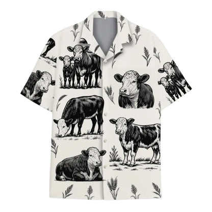 Vintage Hereford Cow Hawaiian Shirt For Mens Womens, Cow Lovers Hawaiian Shirts HE0029