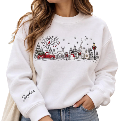 Villiage Christmas Embroidered Sweatshirt For Women Men, Vintage Christmas Sweater 2D1299