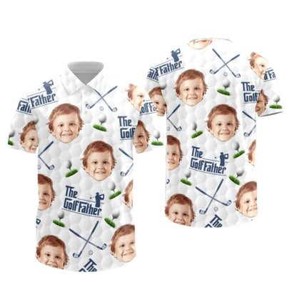 The Golf Father Custom Kid Face Golf Polo Shirt For Men, Custom Photo Golf Shirts For Father Day GZ0257