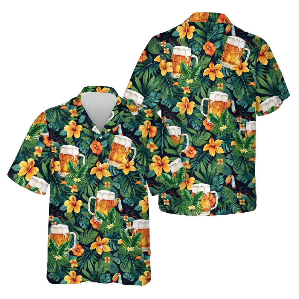 Tropical Beer Mug Hawaiian Shirt For Men, Beer Tropical Hawaiian Shirts HE0222
