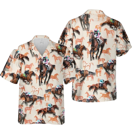 Horse Racing Men's Hawaiian Shirts, Horse Racing Lover Hawaiian Shirts HE0517
