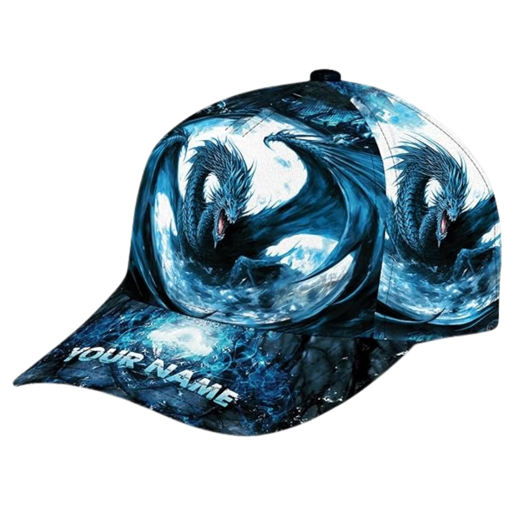 Custom Blue Dragon Baseball 3D Printed Cap, Custom Name Dragon Cap Hat CP0471