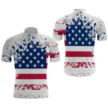 White American Flag Cycling Short Sleeve Jersey For Men, Patriotic Cycling Jersey CG0871