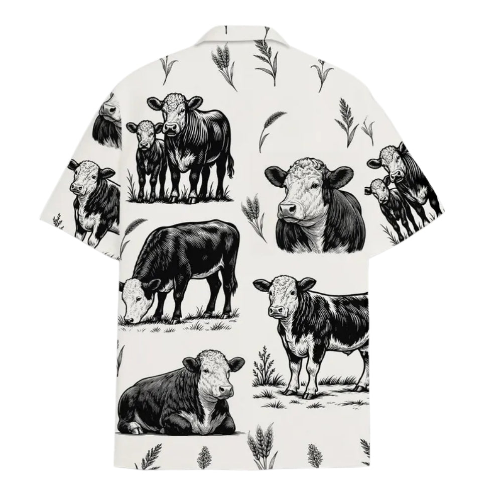 Vintage Hereford Cow Hawaiian Shirt For Mens Womens, Cow Lovers Hawaiian Shirts HE0029