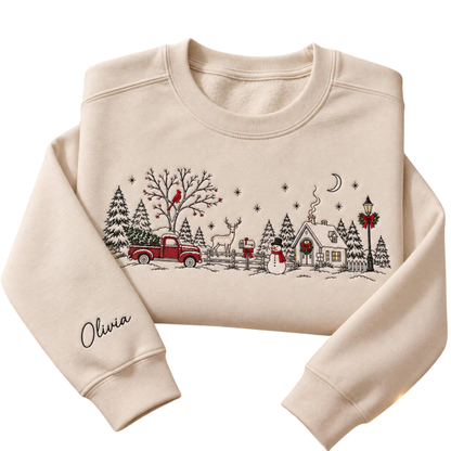 Villiage Christmas Embroidered Sweatshirt For Women Men, Vintage Christmas Sweater 2D1299