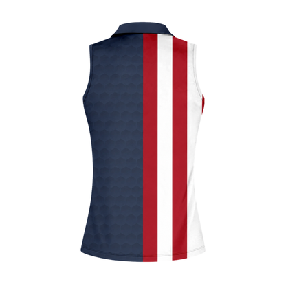 We The People 250 Years 1776-2026 USA Flag Women's Sleeveless Golf Shirt, Independence Day Golf Shirts For Ladies GZ0290