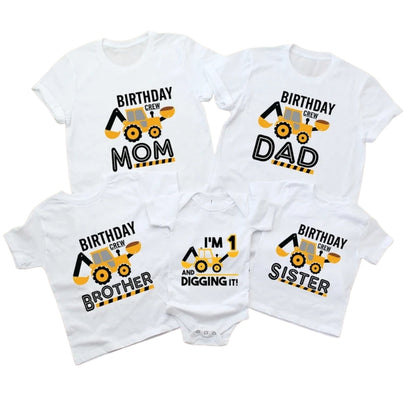 Customized Matching Construction Birthday T Shirts For Family, Customized Family Birthday Shirts ET0084
