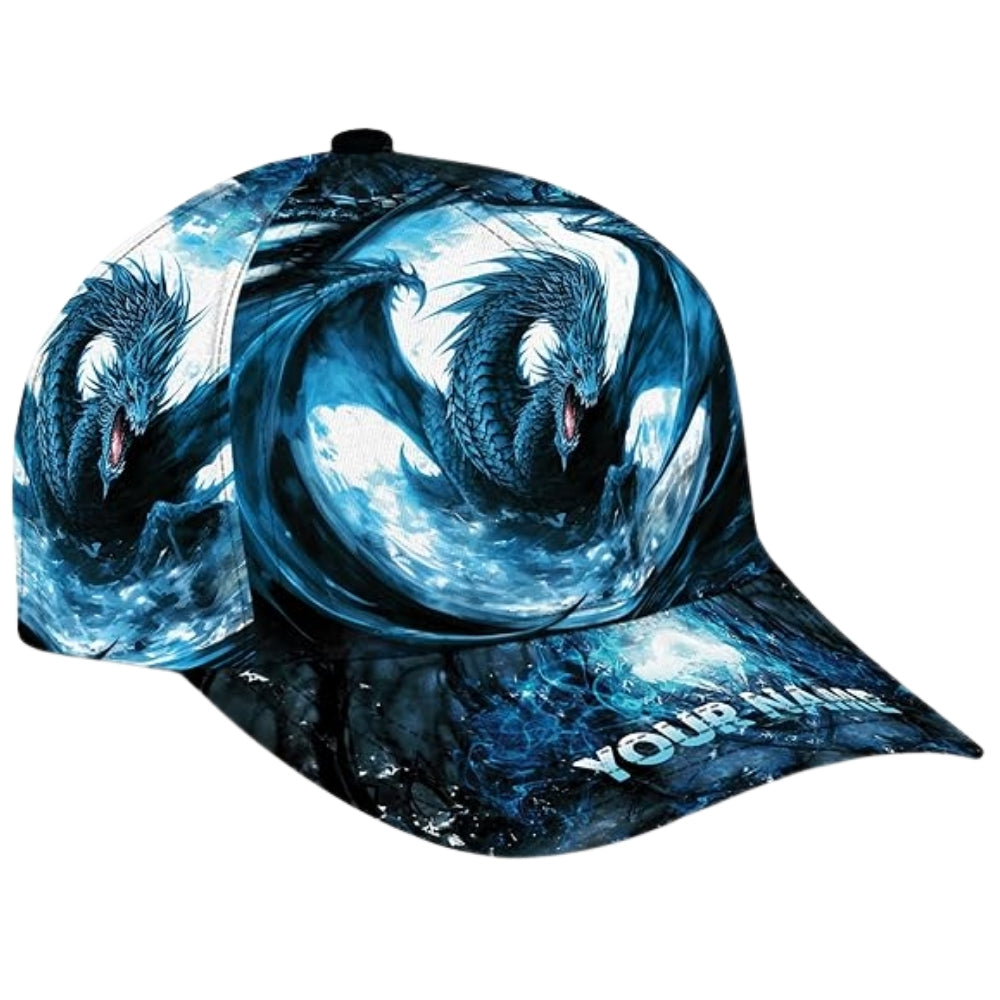 Custom Blue Dragon Baseball 3D Printed Cap, Custom Name Dragon Cap Hat CP0471