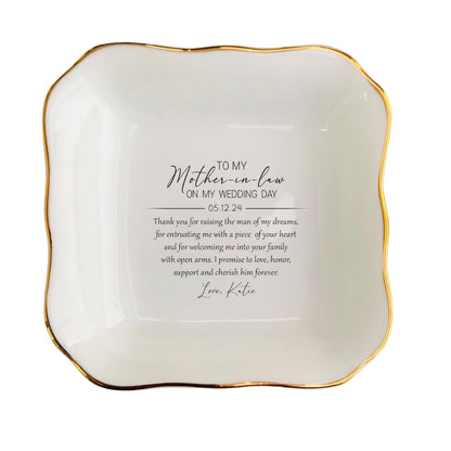 To My Mother In Law On My Wedding Day Custom Jewelry Dish, Custom Mother Of The Groom Ring Dish WD0310