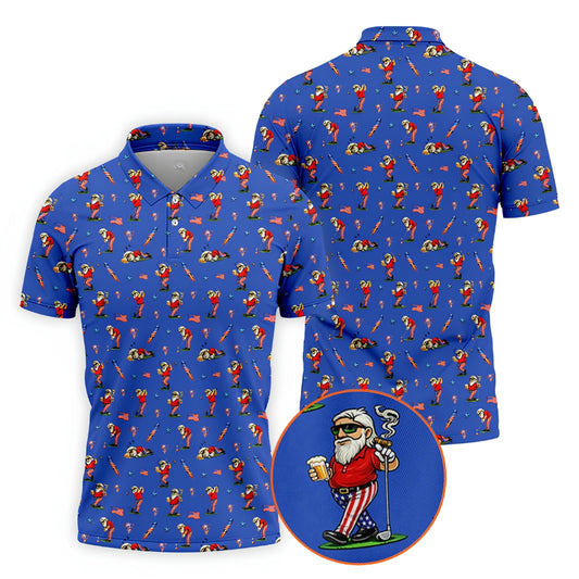 Funny Man And Beer 4th Of July Golf Polo Shirt For Men Blue, Beer Funny Golf Shirts For Independence Day GZ0259