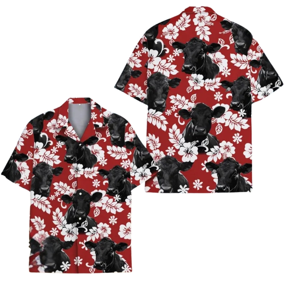 Black Angus Cattle Hawaiian Shirts For Men, Angus Cow Hawaiian Shirts For Farmer HE0030