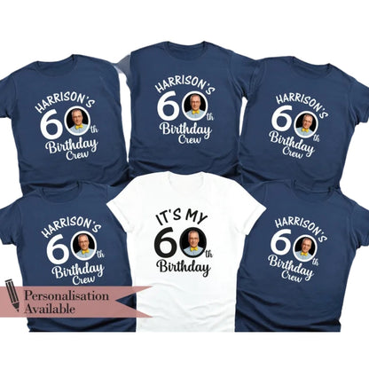 It's My 60th Birthday Custom Face Matching Birthday Group T Shirt, Custom Photo Birthday Team Crew Matching Shirts ET0867