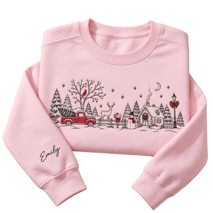 Villiage Christmas Embroidered Sweatshirt For Women Men, Vintage Christmas Sweater 2D1299