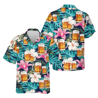 Tropical Beer Mug Hawaiian Shirt For Men, Beer Tropical Hawaiian Shirts HE0222