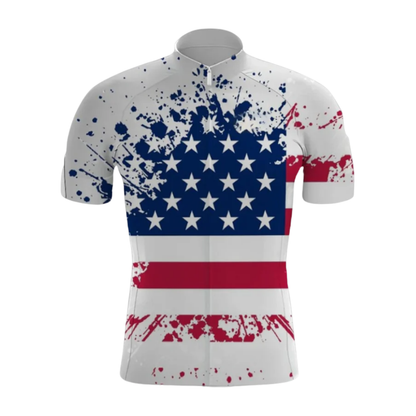 White American Flag Cycling Short Sleeve Jersey For Men, Patriotic Cycling Jersey CG0871