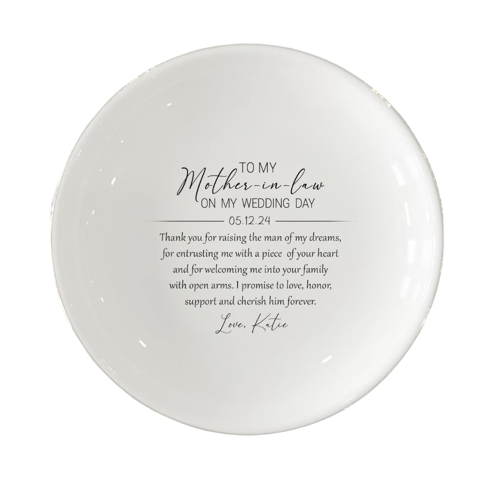 To My Mother In Law On My Wedding Day Custom Jewelry Dish, Custom Mother Of The Groom Ring Dish WD0310
