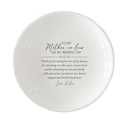 To My Mother In Law On My Wedding Day Custom Jewelry Dish, Custom Mother Of The Groom Ring Dish WD0310