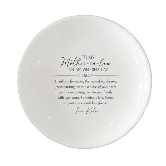 To My Mother In Law On My Wedding Day Custom Jewelry Dish, Custom Mother Of The Groom Ring Dish WD0310