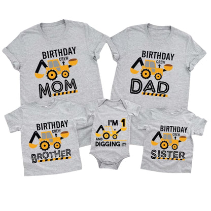 Customized Matching Construction Birthday T Shirts For Family, Customized Family Birthday Shirts ET0084
