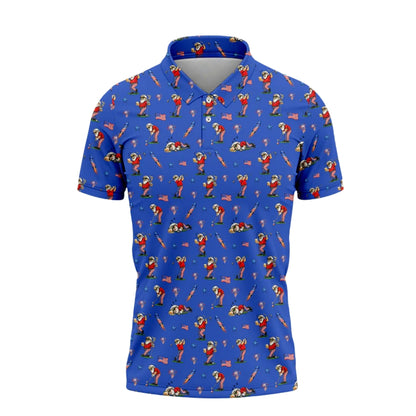Funny Man And Beer 4th Of July Golf Polo Shirt For Men Blue, Beer Funny Golf Shirts For Independence Day GZ0259