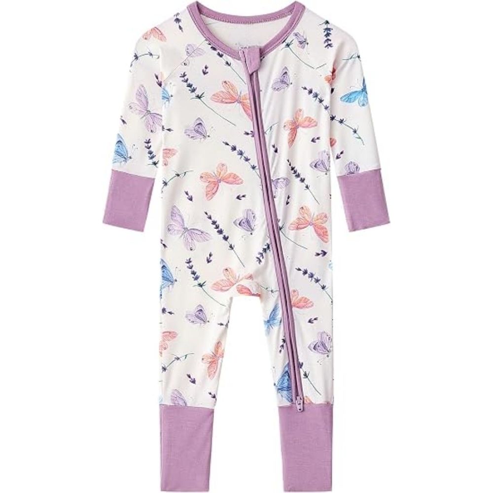 Butterflies Floral Baby Romper Convertible Zippy, Butterfly Baby Convertible Romper BB0391