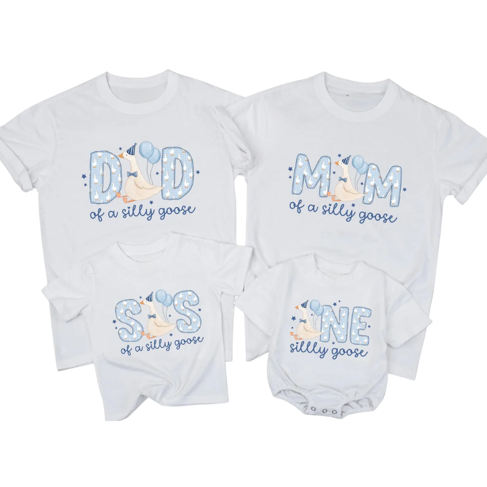 First Birthday One Silly Goose Family T Shirts Matching, Goose 1st Birthday Family Shirts ET1524