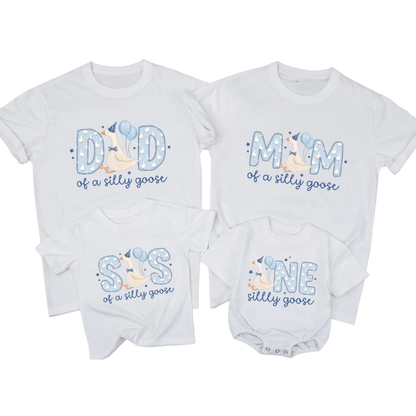 First Birthday One Silly Goose Family T Shirts Matching, Goose 1st Birthday Family Shirts ET1524