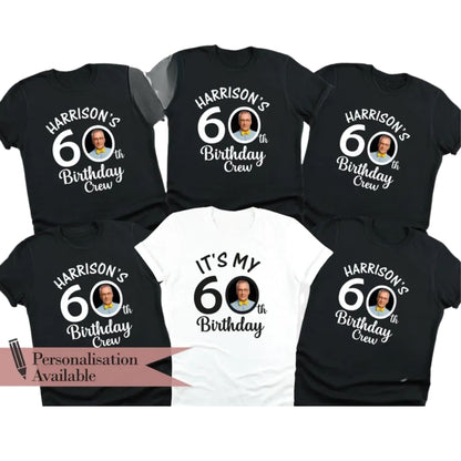 It's My 60th Birthday Custom Face Matching Birthday Group T Shirt, Custom Photo Birthday Team Crew Matching Shirts ET0867