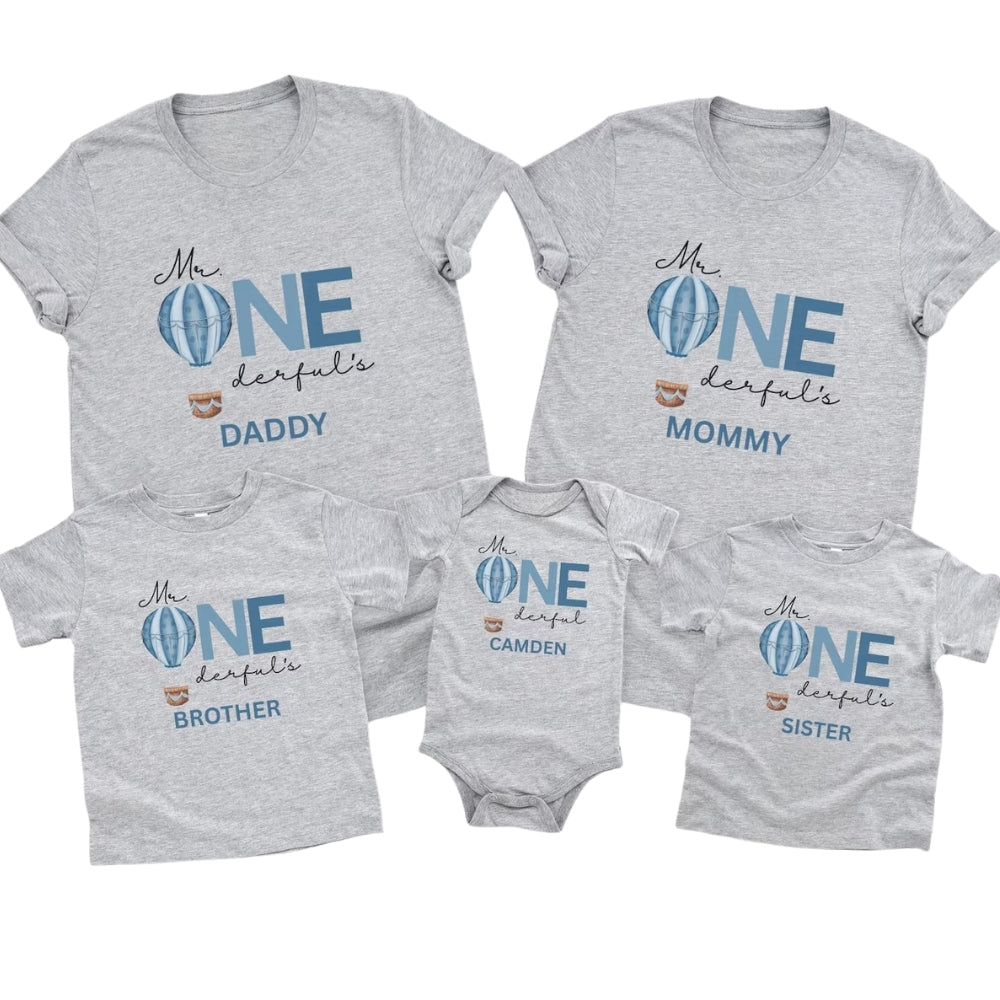 Mr Onederful Custom First Birthday Boy Matching Family T Shirts, Custom 1st Birthday Shirts For Family ET0242
