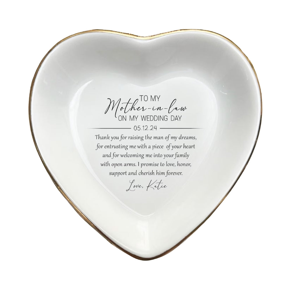 To My Mother In Law On My Wedding Day Custom Jewelry Dish, Custom Mother Of The Groom Ring Dish WD0310