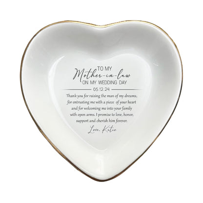 To My Mother In Law On My Wedding Day Custom Jewelry Dish, Custom Mother Of The Groom Ring Dish WD0310