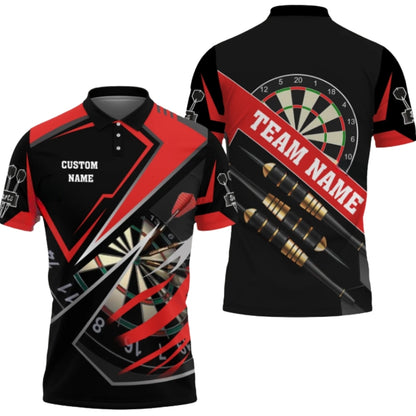 Custom Team Black And Grey Dart Polo Shirt For Men, Custom Darts Shirts DZ0071