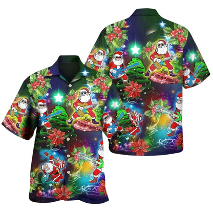 Santa Playing Guitar Hawaiian Shirt Men Women, Christmas Guitar Hawaiian Shirt HE0597
