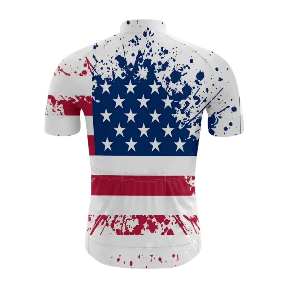 White American Flag Cycling Short Sleeve Jersey For Men, Patriotic Cycling Jersey CG0871