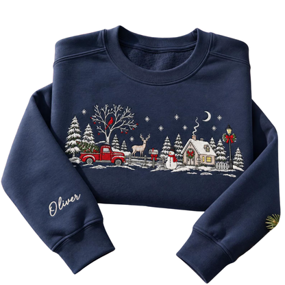 Villiage Christmas Embroidered Sweatshirt For Women Men, Vintage Christmas Sweater 2D1299
