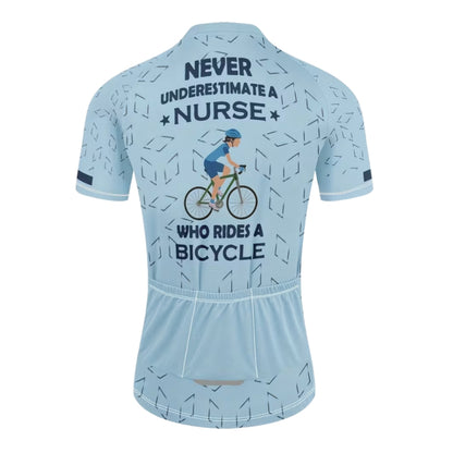 Never Underestimate A Nurse With A Bicycle Cycling Short Sleeve Jersey Womens, Funny Cycling Jersey For Nurse CZ0086