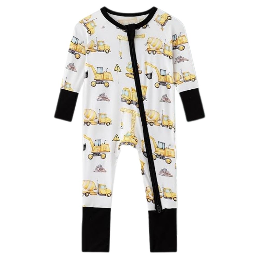 Excavator Constructor Baby Convertible Zippy Romper, Excavator Baby Boy Romper Convertible BB0392