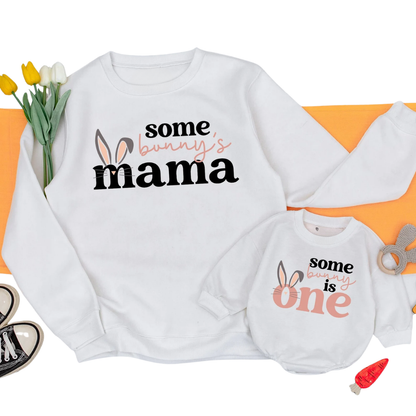Some Bunny Is One Custom First Birthday Matching Sweatshirt Family, Custom Bunny 1st Birthday Family Sweatshirts ET1572