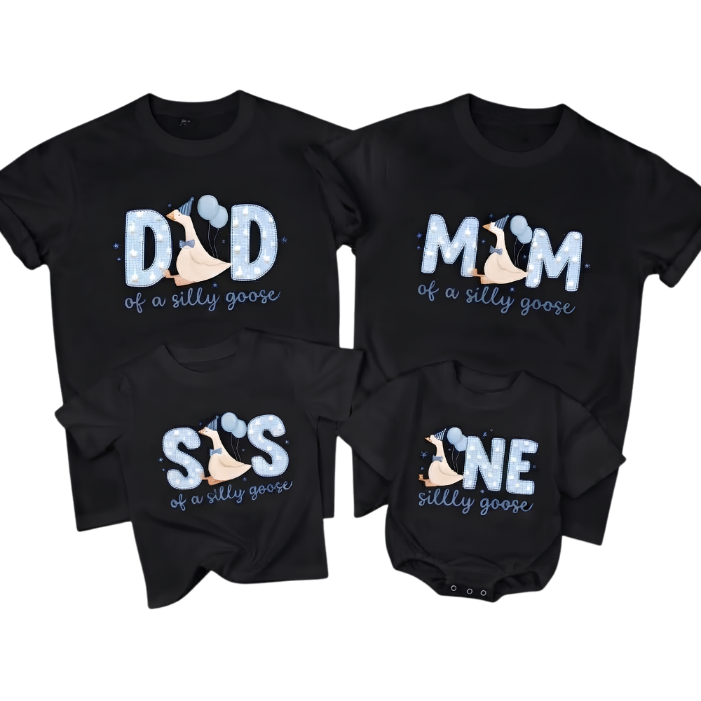 First Birthday One Silly Goose Family T Shirts Matching, Goose 1st Birthday Family Shirts ET1524